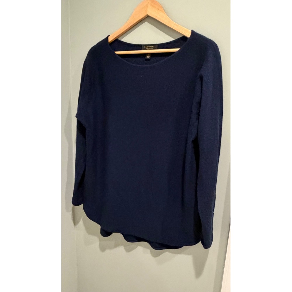 Charter Club Luxury Navy Blue 100% Cashmere Crewneck Sweater Womens Medium M - Picture 2 of 5
